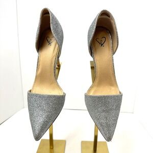Windsor Womens Silver Glitter D'Orsay Pointed Toe Stiletto Heels Size 7